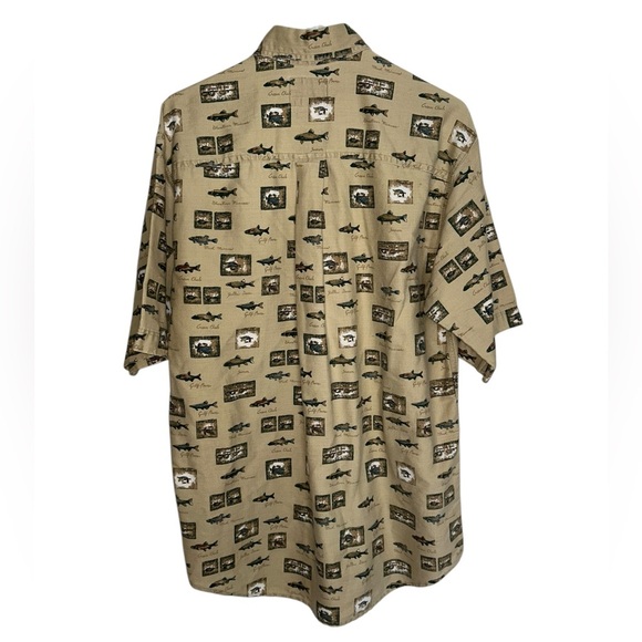 Woolrich Vintage Button Up Short Sleeve Shirt Men’s Size Medium Fish Print - Picture 2 of 8